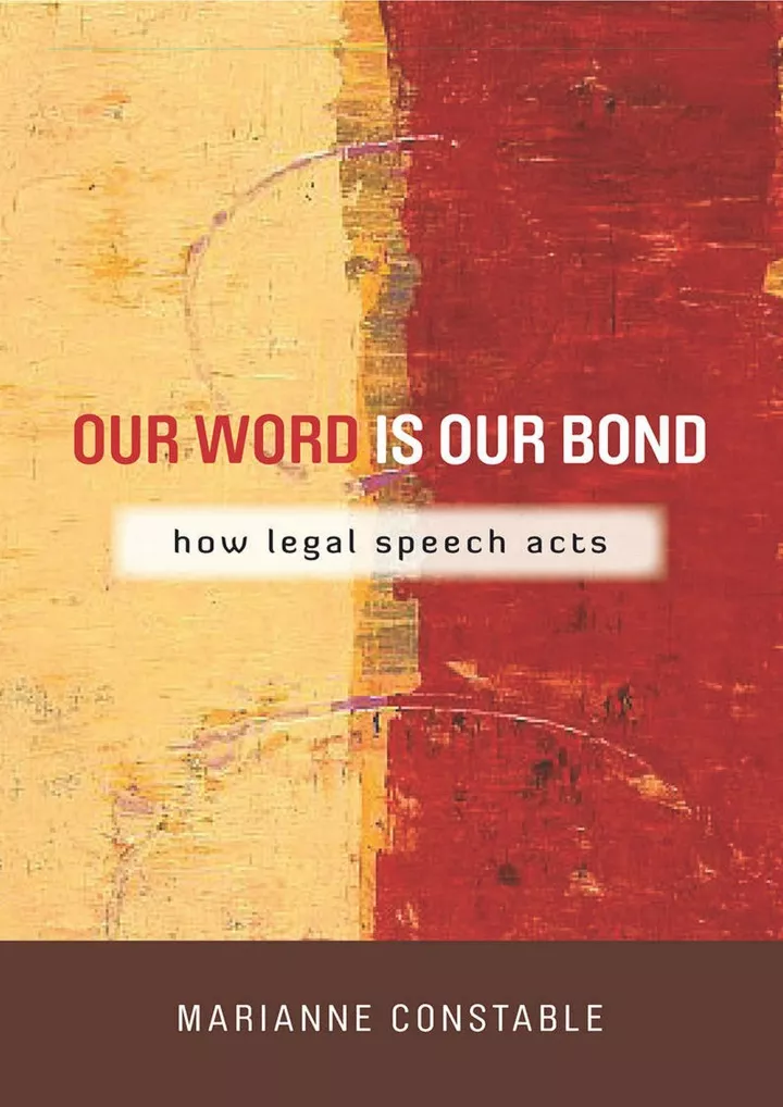our word is our bond how legal speech acts