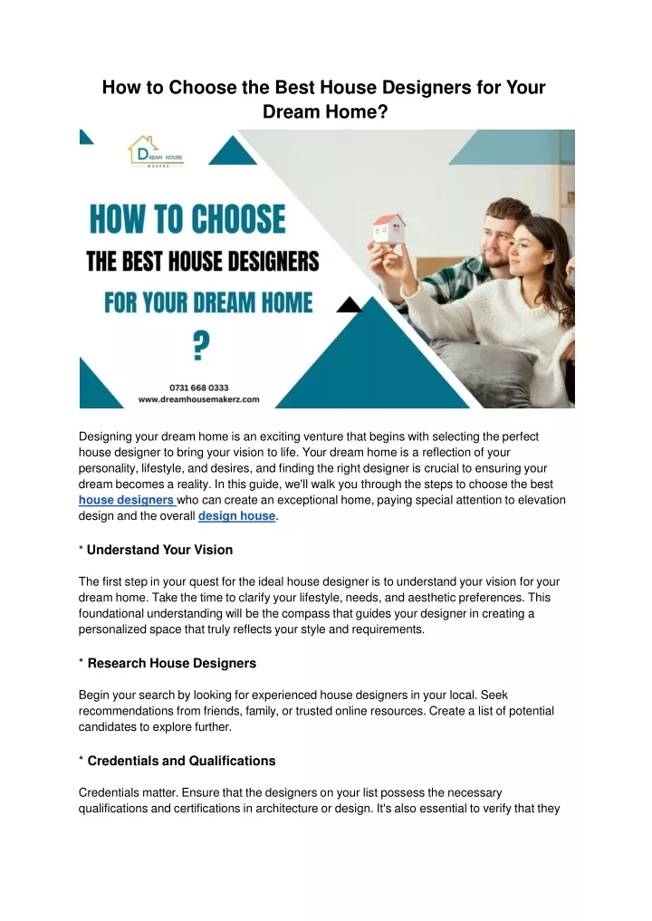 how to choose the best house designers for your