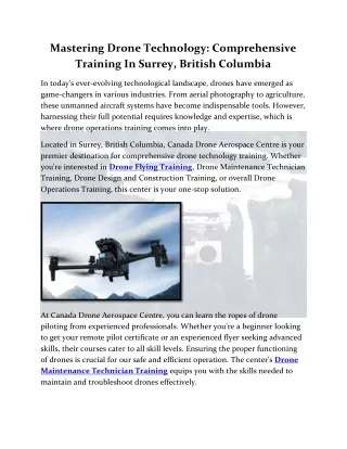 Canada Drone Aerospace Centre Content
