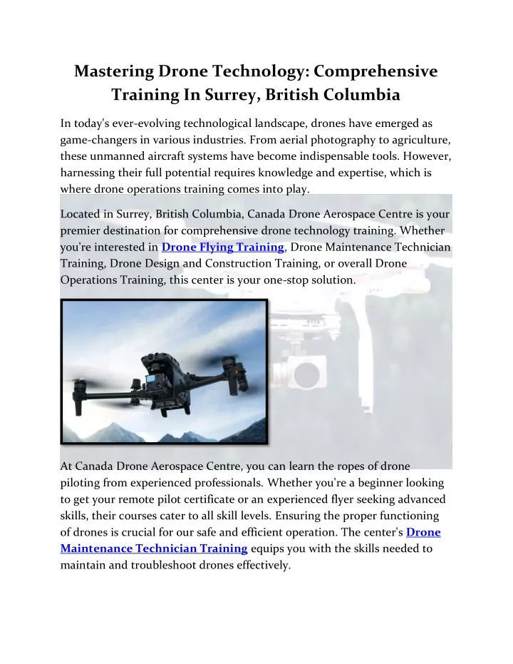 mastering drone technology comprehensive training