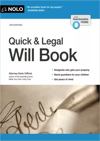EPUB DOWNLOAD Quick & Legal Will Book download