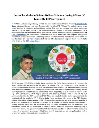 Nara Chandrababu Naidu's Welfare Schemes During 8 Years Of Tenure By TDP Governm