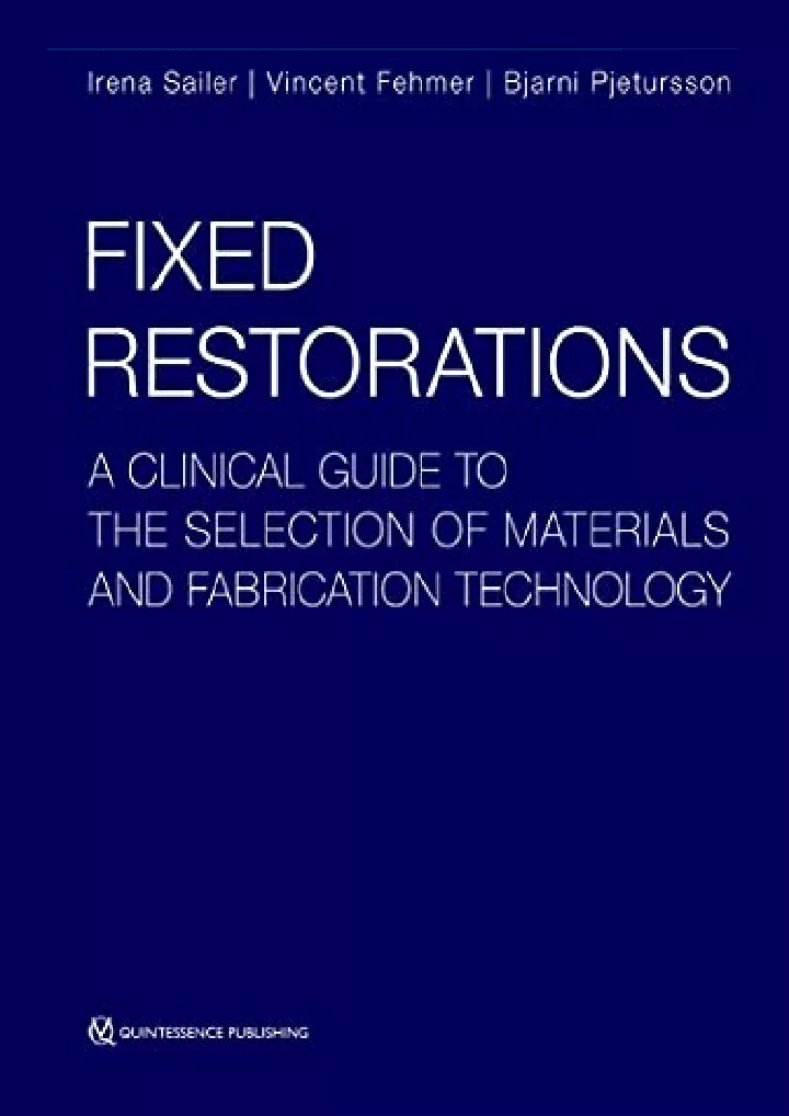 fixed restorations a clinical guide