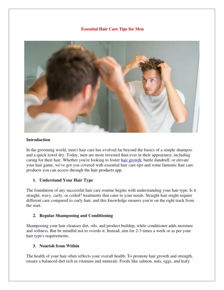 essential hair care tips for men