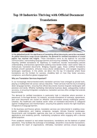 top 10 industries thriving with official document