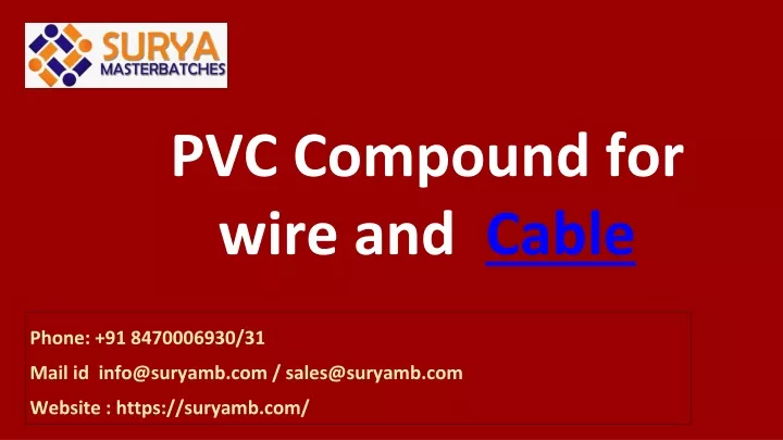 pvc compound for wire and cable