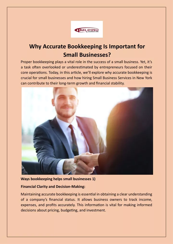 why accurate bookkeeping is important for small
