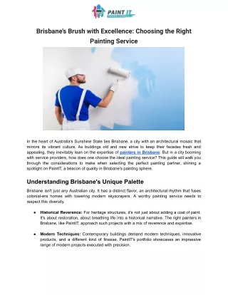 Brisbane Brush with Excellence Choosing the Right Painting Service