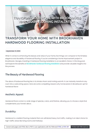 Transform Your Home with Brookhaven Hardwood Flooring Installation