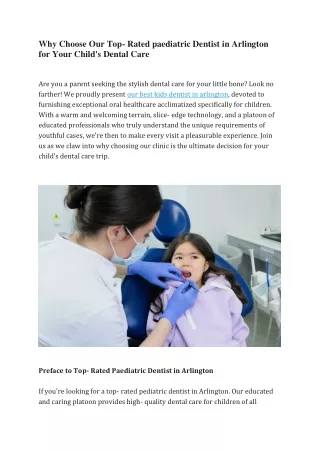 Why Choose Our Top- Rated paediatric Dentist in Arlington