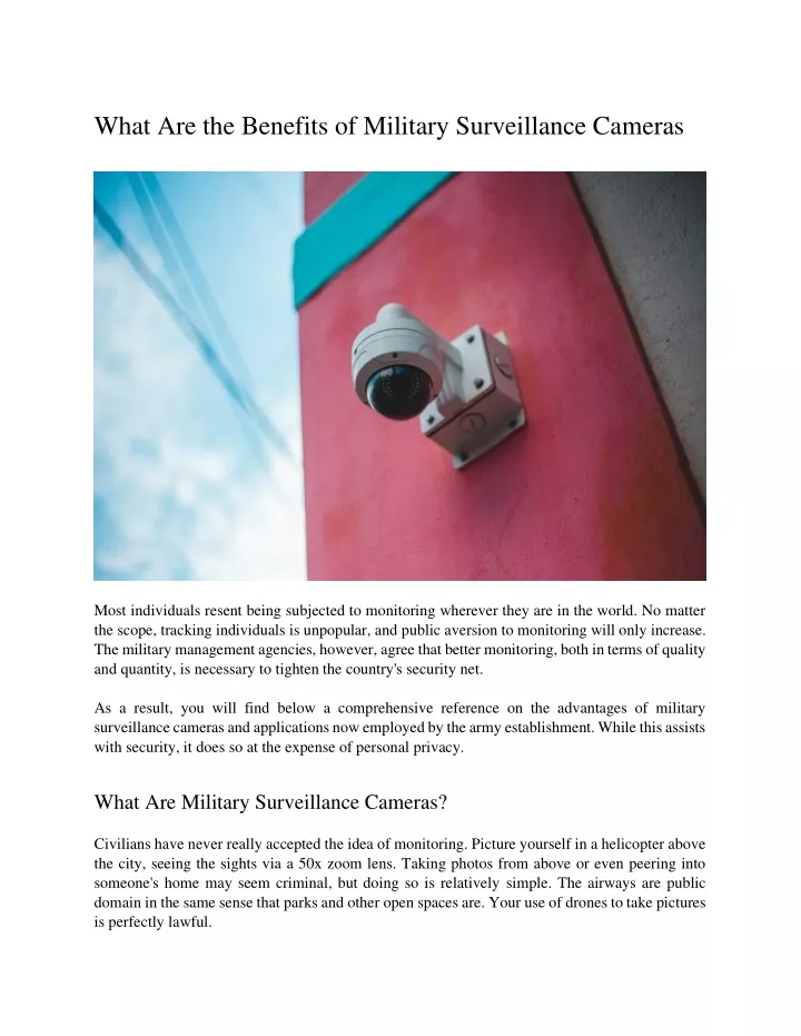 what are the benefits of military surveillance