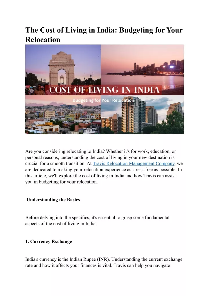 the cost of living in india budgeting for your