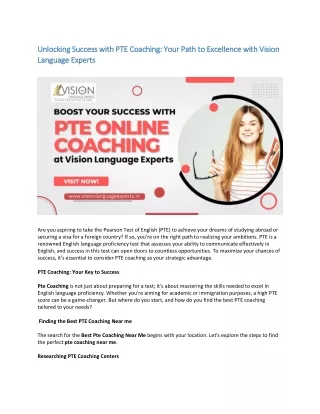 Unlocking Success with PTE Coaching: Your Path to Excellence with Vision Languag