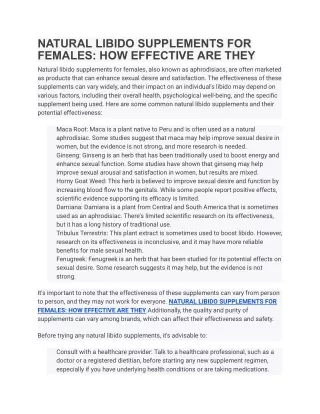 natural libido supplements for females