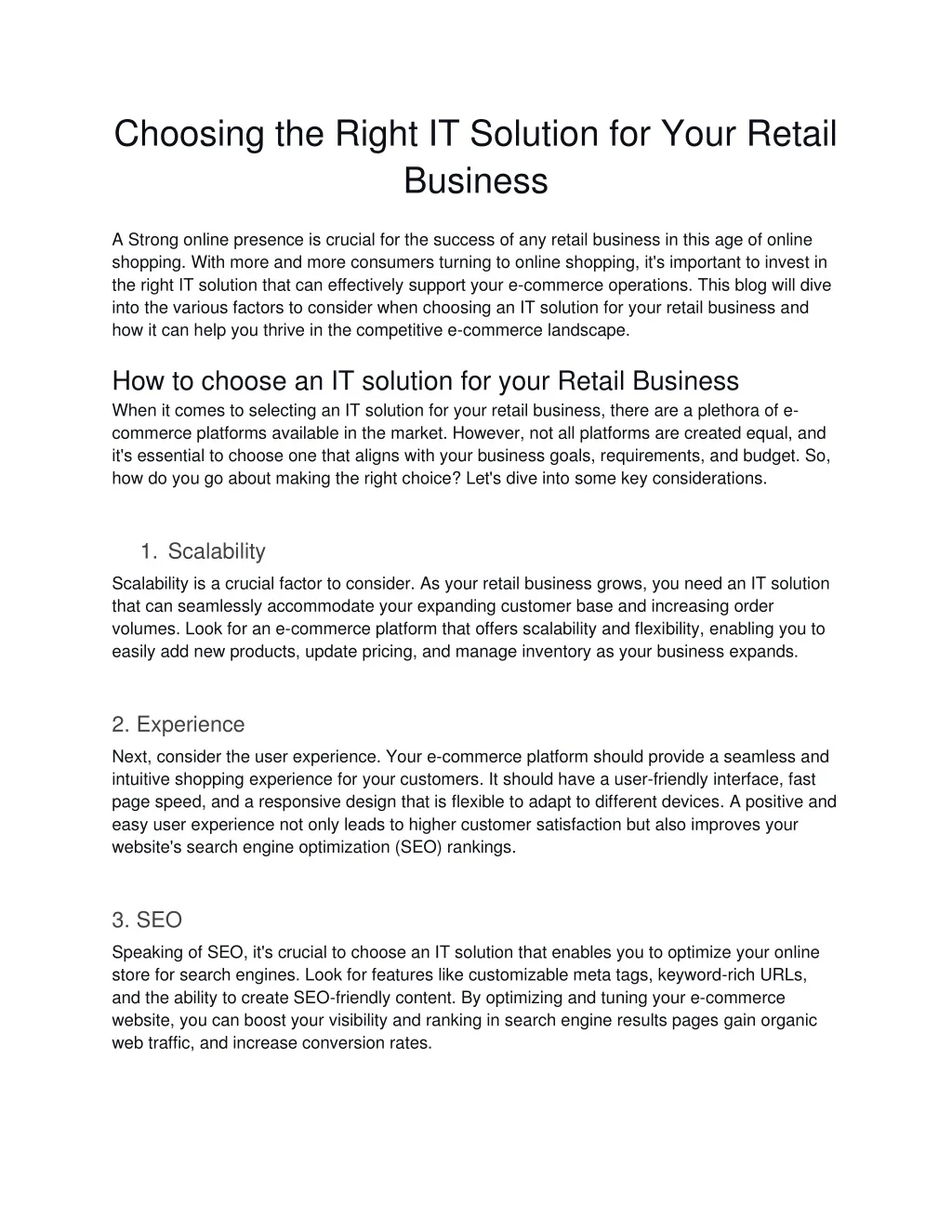 PPT - Choosing the Right IT Solution for Your Retail Business ...