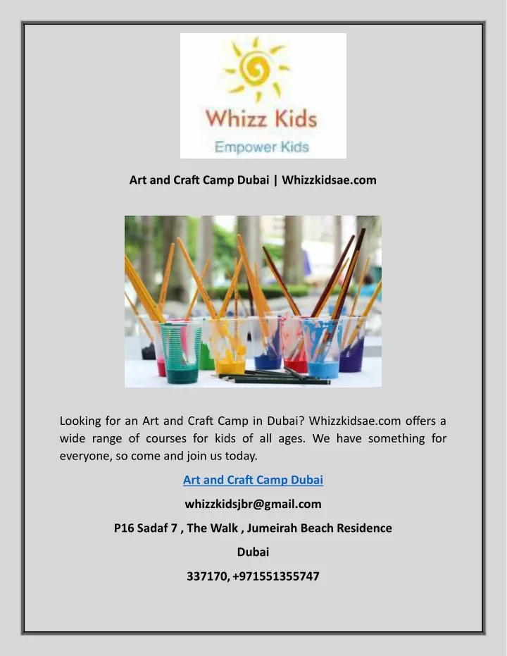 art and craft camp dubai whizzkidsae com