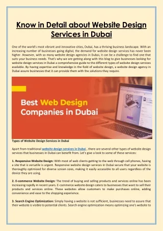 know in detail about website design services