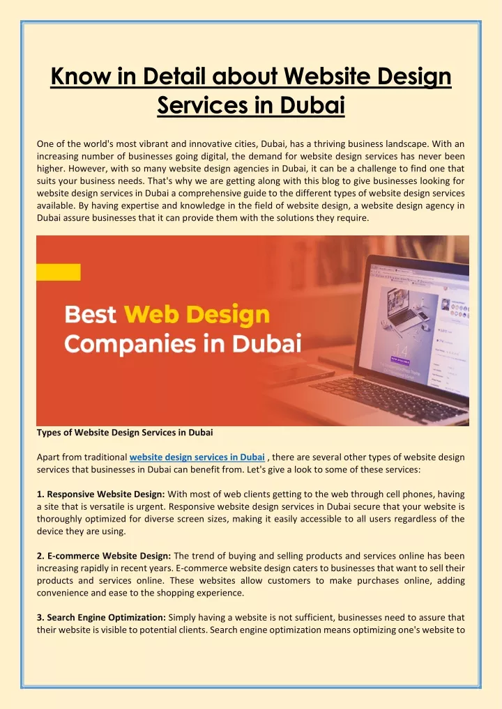 know in detail about website design services