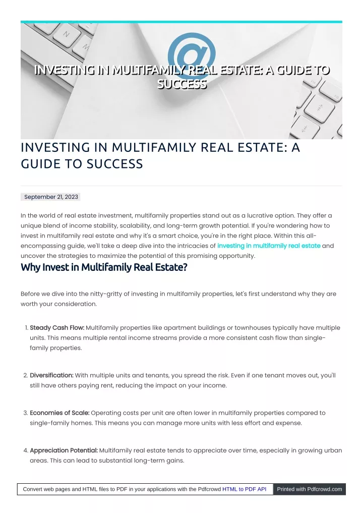 investing in multifamily real estate a guide