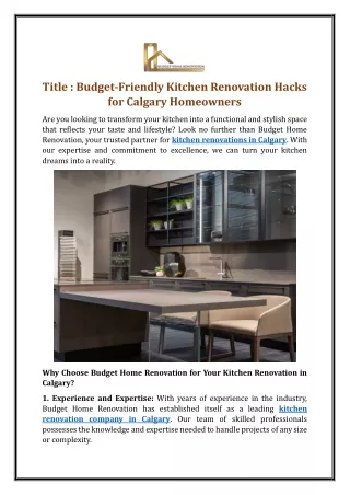 Budget-Friendly Kitchen Renovation Hacks for Calgary Homeowners