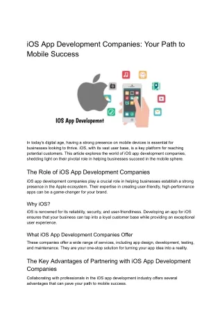 iOS App Development Companies_ Your Path to Mobile Success