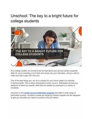 Unschool_ The key to a bright future for college students