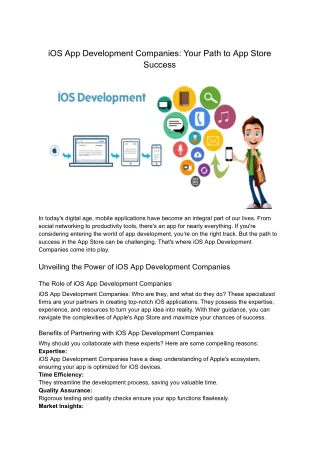 iOS App Development Companies_ Your Path to App Store Success