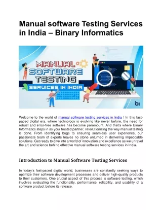 manual software testing services in india binary