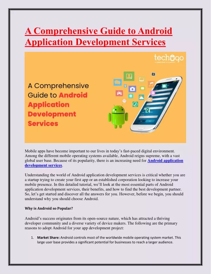 a comprehensive guide to android application