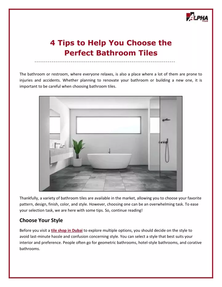 4 tips to help you choose the perfect bathroom