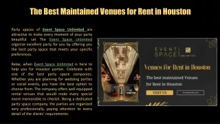 The Best Maintained Venues for Rent in Houston