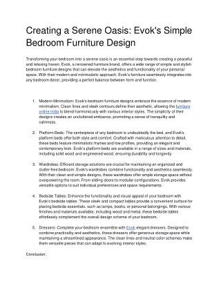 Creating a Serene Oasis_ Evok's Simple Bedroom Furniture Design