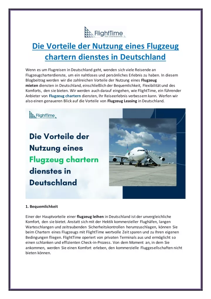 die vorteile der nutzung eines flugzeug chartern