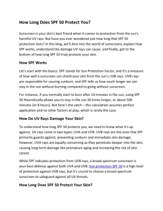 how long does spf 50 protect you sunscreen