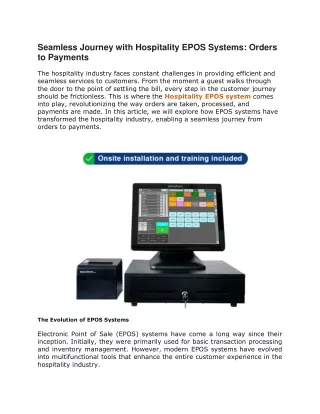 Seamless Journey with Hospitality EPOS Systems Orders to Payments
