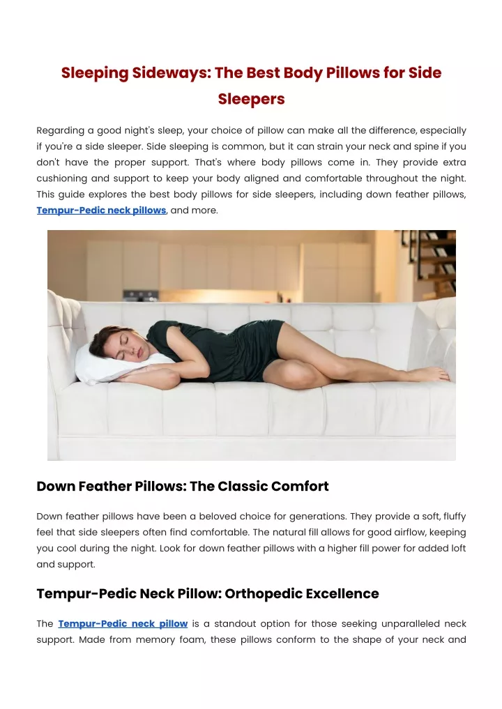 Ppt Sleeping Sideways The Best Body Pillows For Side Sleepers Powerpoint Presentation Id 9257