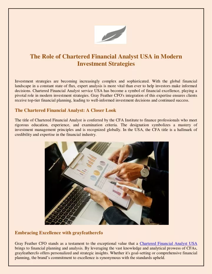 the role of chartered financial analyst