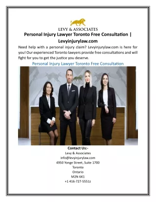 Personal Injury Lawyer Toronto Free Consultation | Levyinjurylaw.com