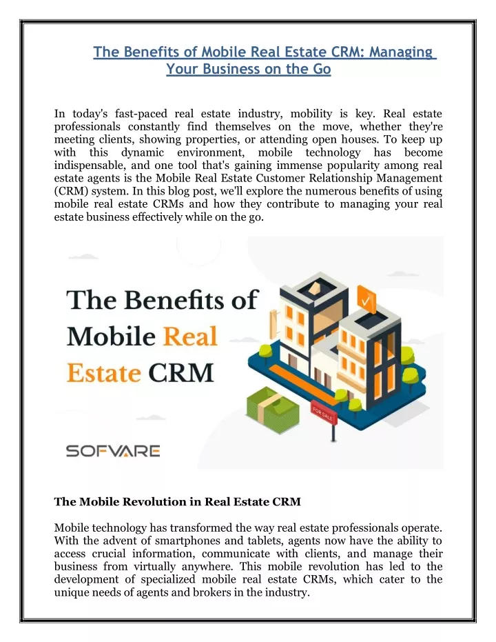 the benefits of mobile real estate crm managing