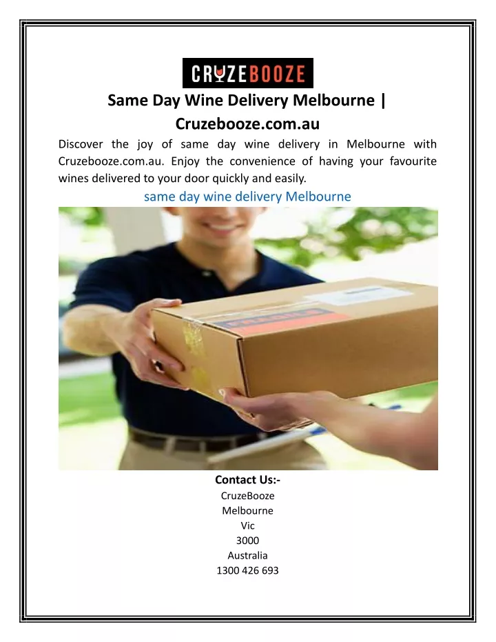 same day wine delivery melbourne cruzebooze