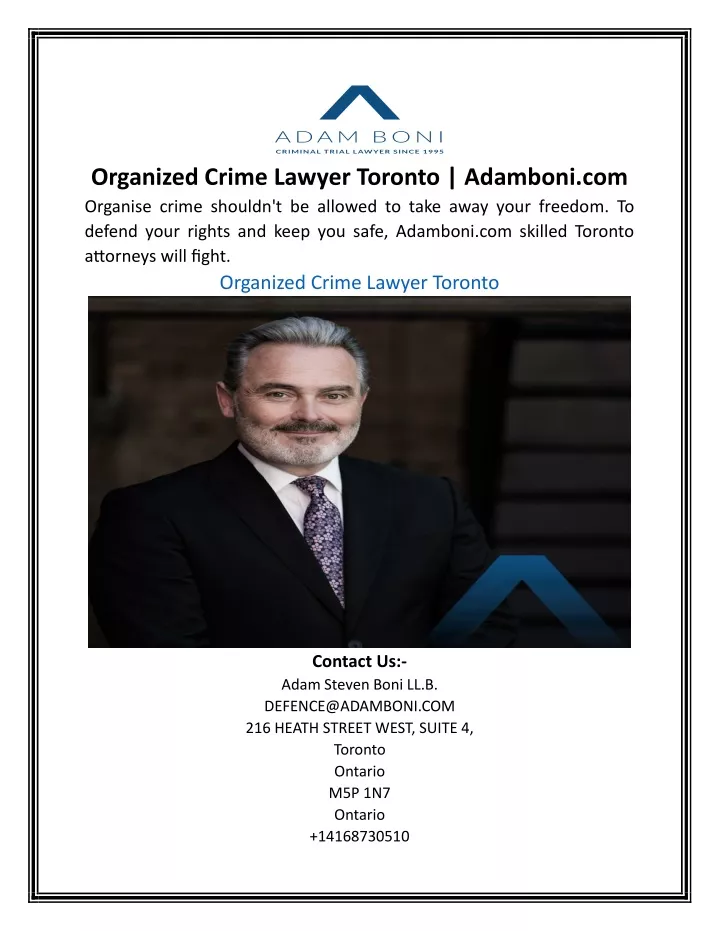 organized crime lawyer toronto adamboni