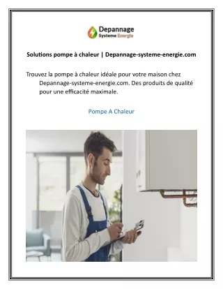 solutions pompe chaleur depannage systeme energie