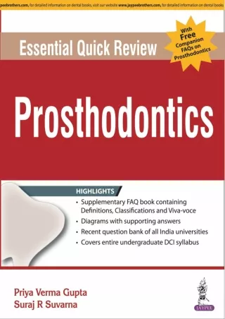[PDF] DOWNLOAD Essential Quick Review: Prosthodontics includes FAQs on Prosthodontics)