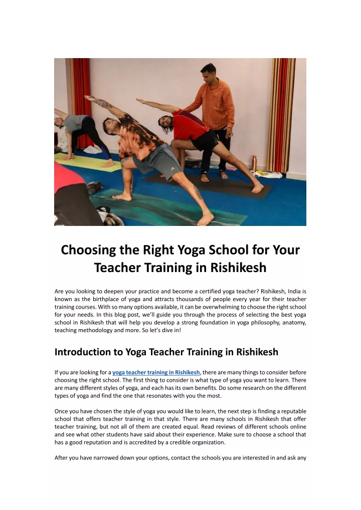 choosing the right yoga school for your teacher