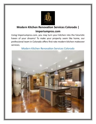 Modern Kitchen Renovation Services Colorado | Imperiumpros.com