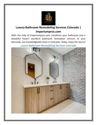 Luxury Bathroom Remodeling Services Colorado | Imperiumpros.com