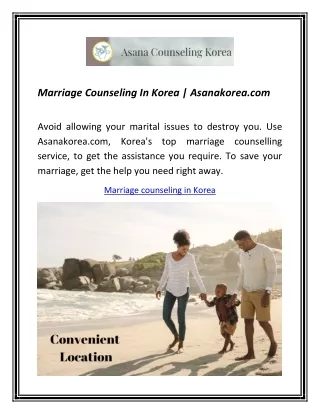 Marriage Counseling In Korea | Asanakorea.com