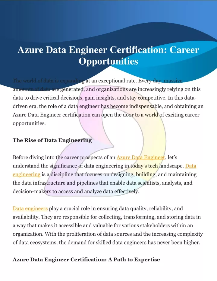 azure data engineer certification career