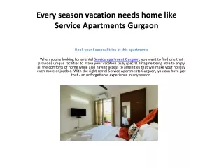 Top rental service apartments Gurgaon