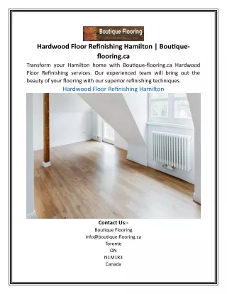 Hardwood Floor Refinishing Hamilton | Boutique-flooring.ca